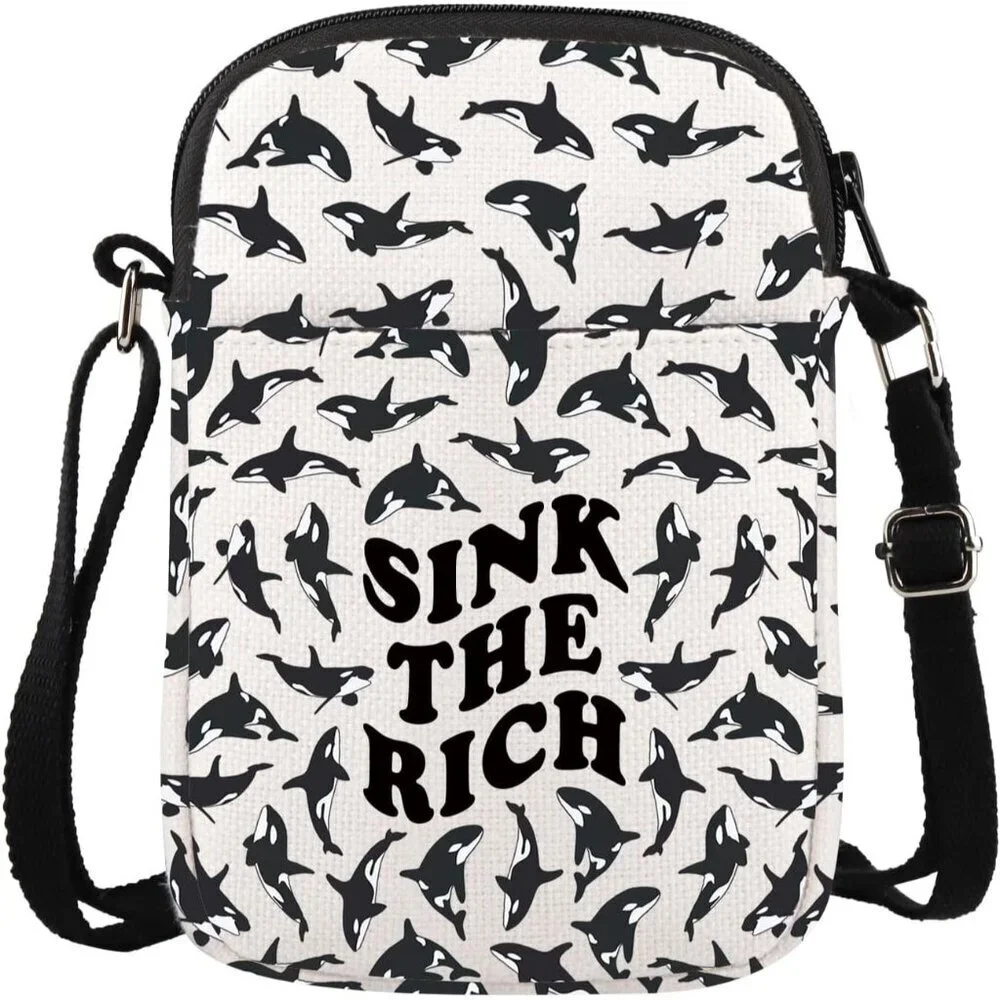 Small Canvas Crossbody Bag Orca Whale Gift for Animal Lovers Perfect for Daily U - Picture 1 of 7